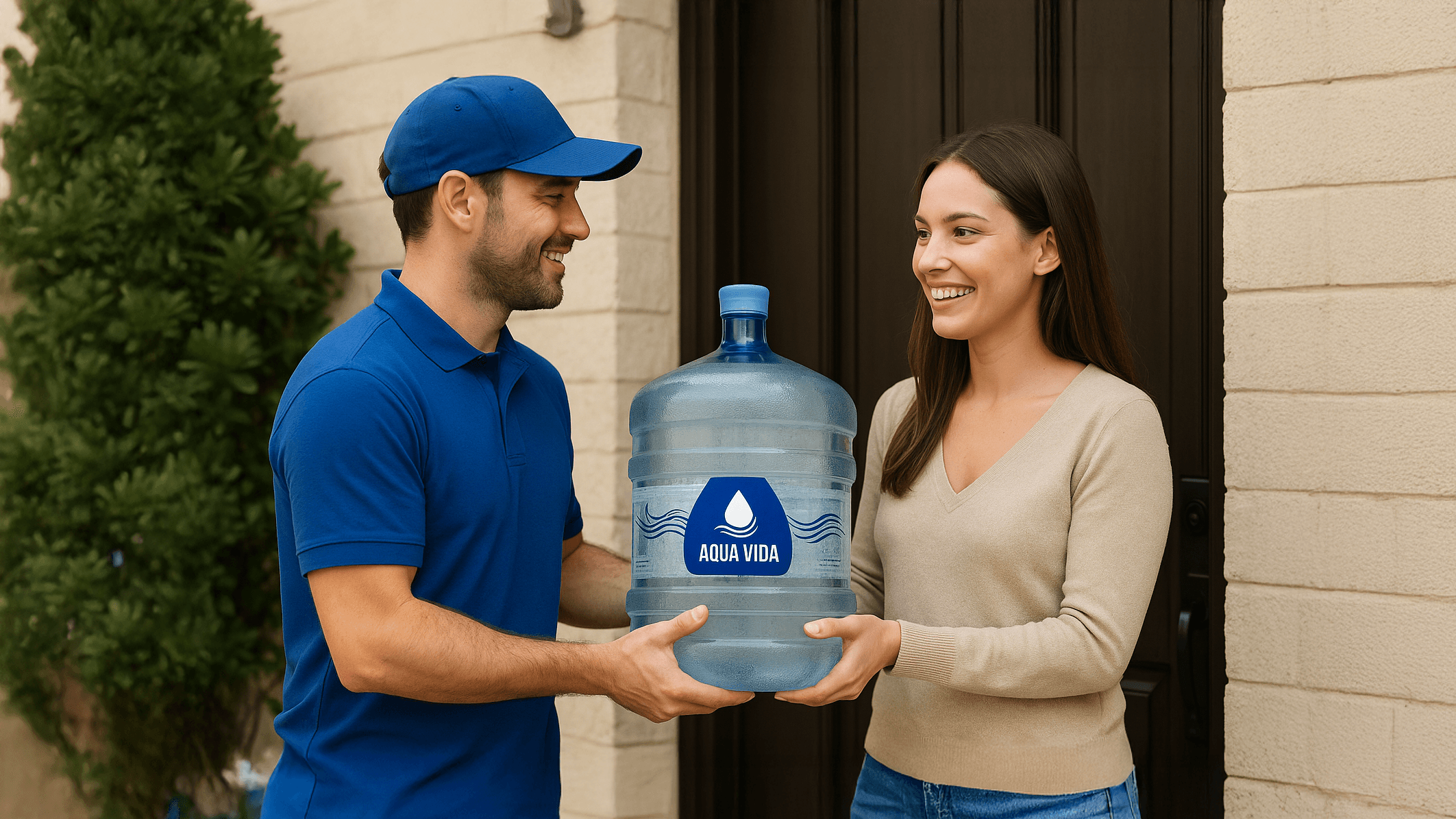 Repartidor entregando bidón de agua